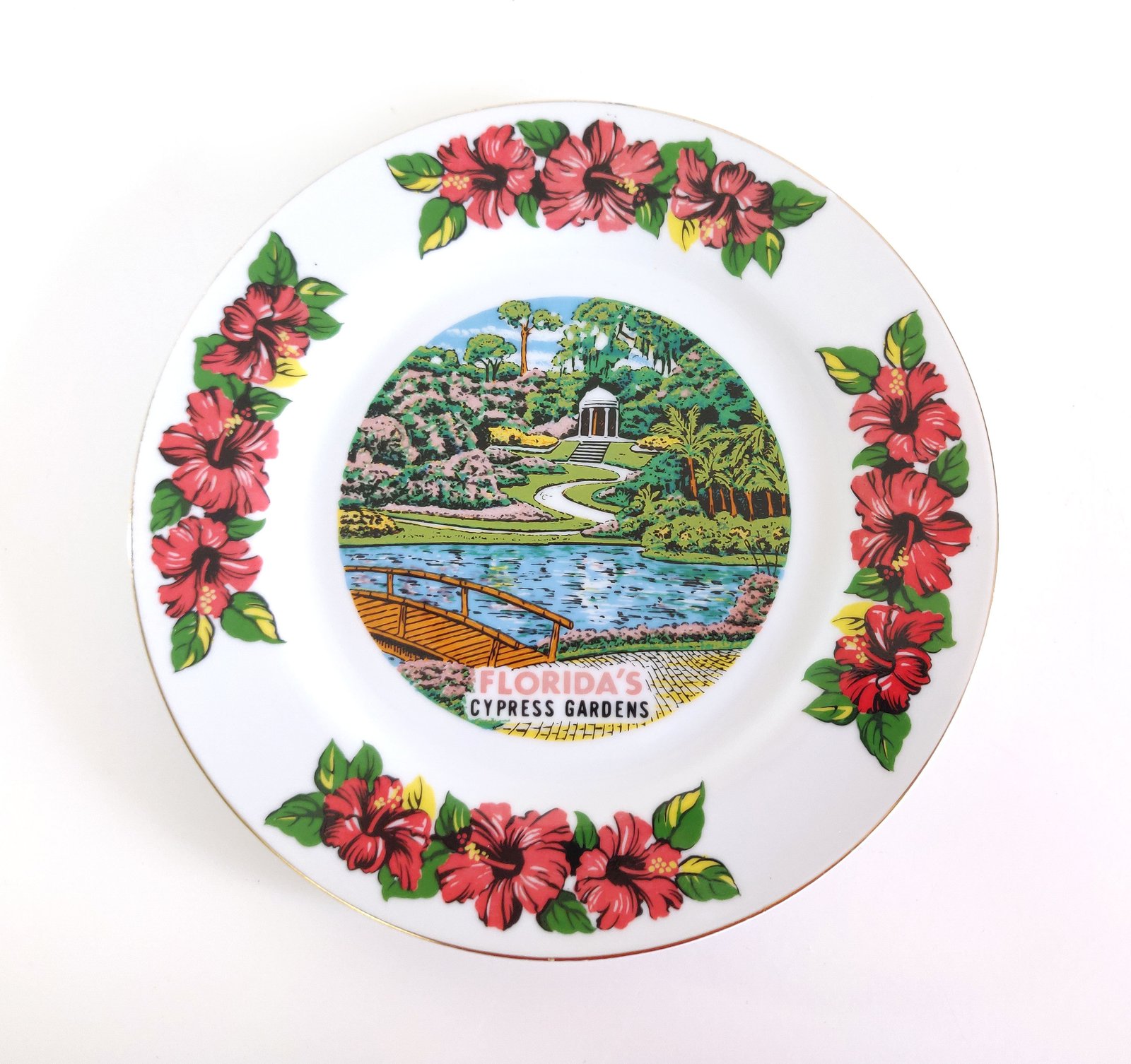 vintage florida cypress gardens souvenir plate