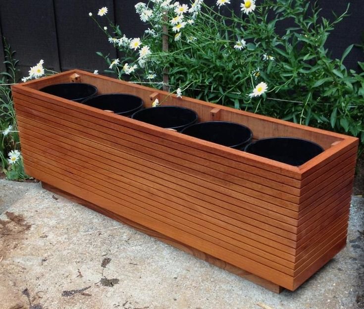 modern tall planter box with metal liner up grade mid century | etsy in