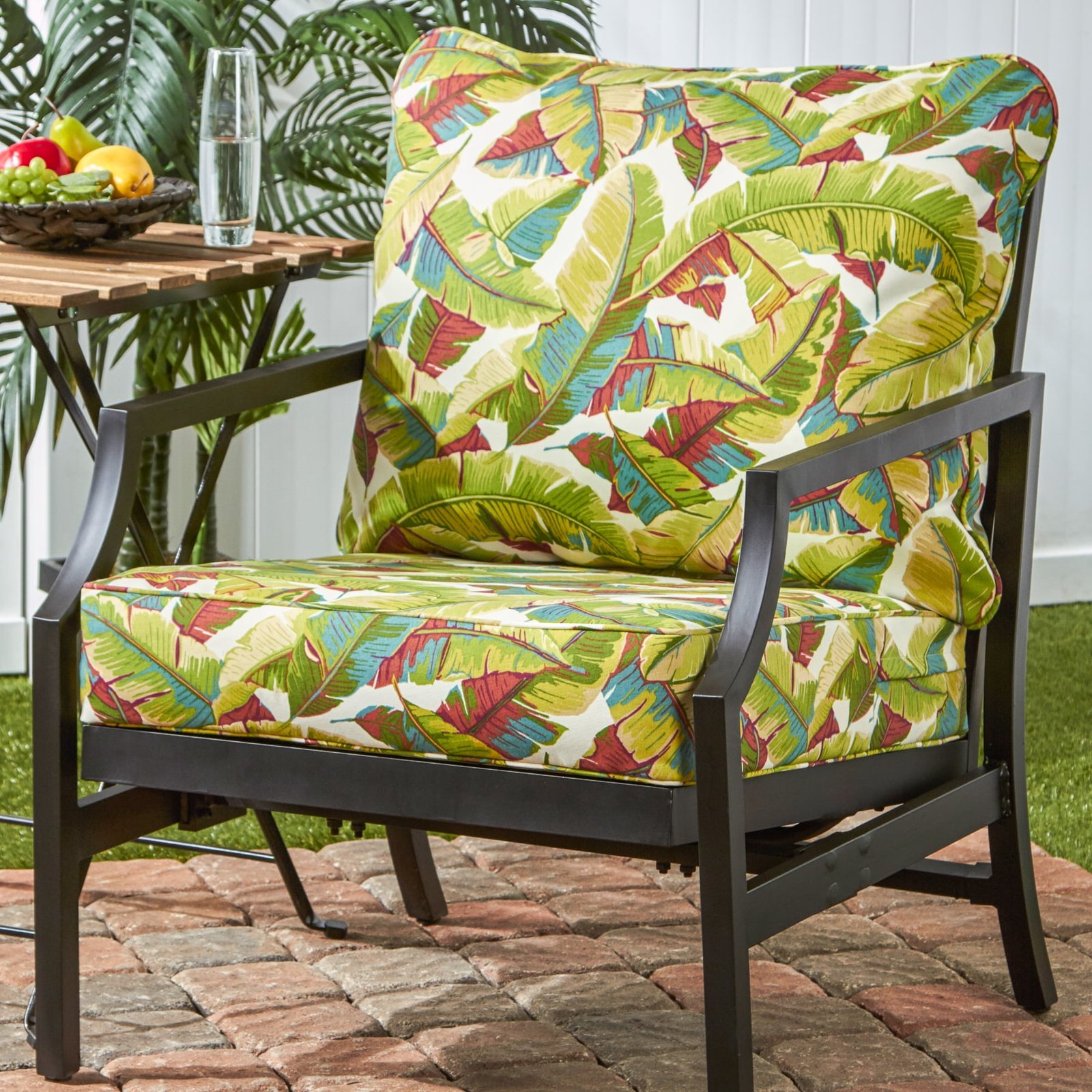 greendale home fashions palm leaves outdoor deep seat cushion set