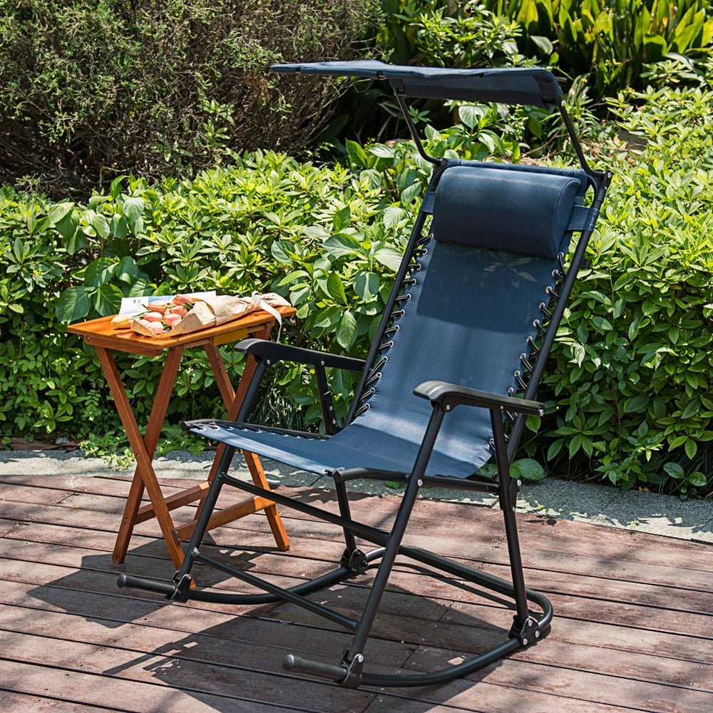 sundale outdoor folding rocking lounge patio garden pool chair with
