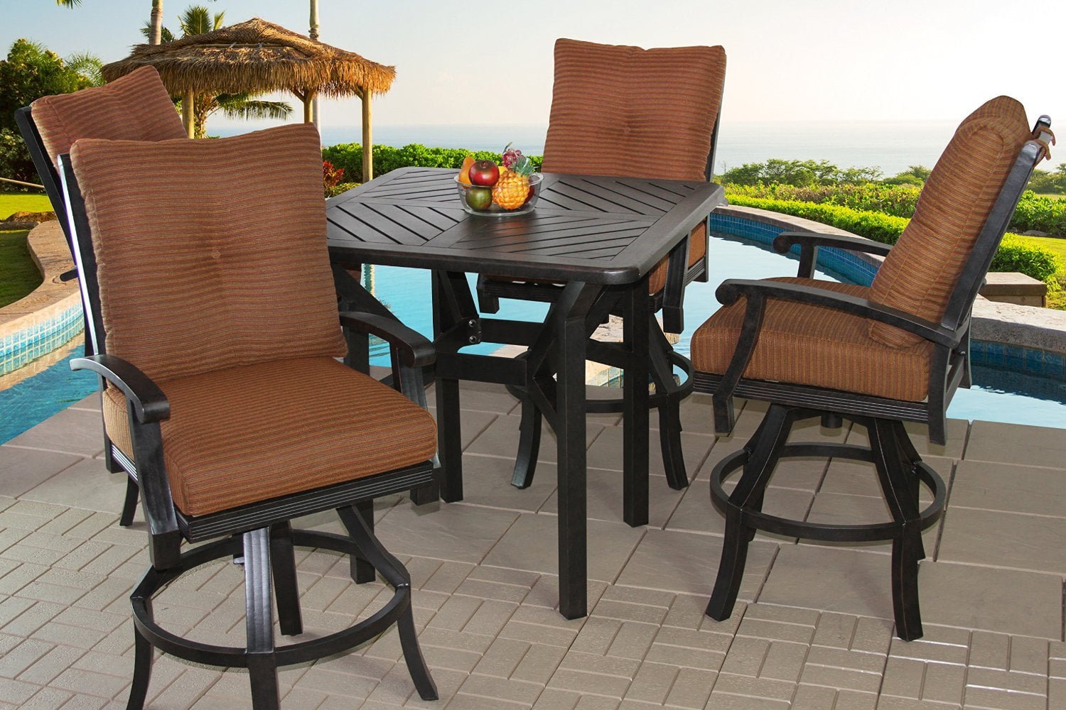 outdoor patio 5pc bar set with series 4000 42" square bar table