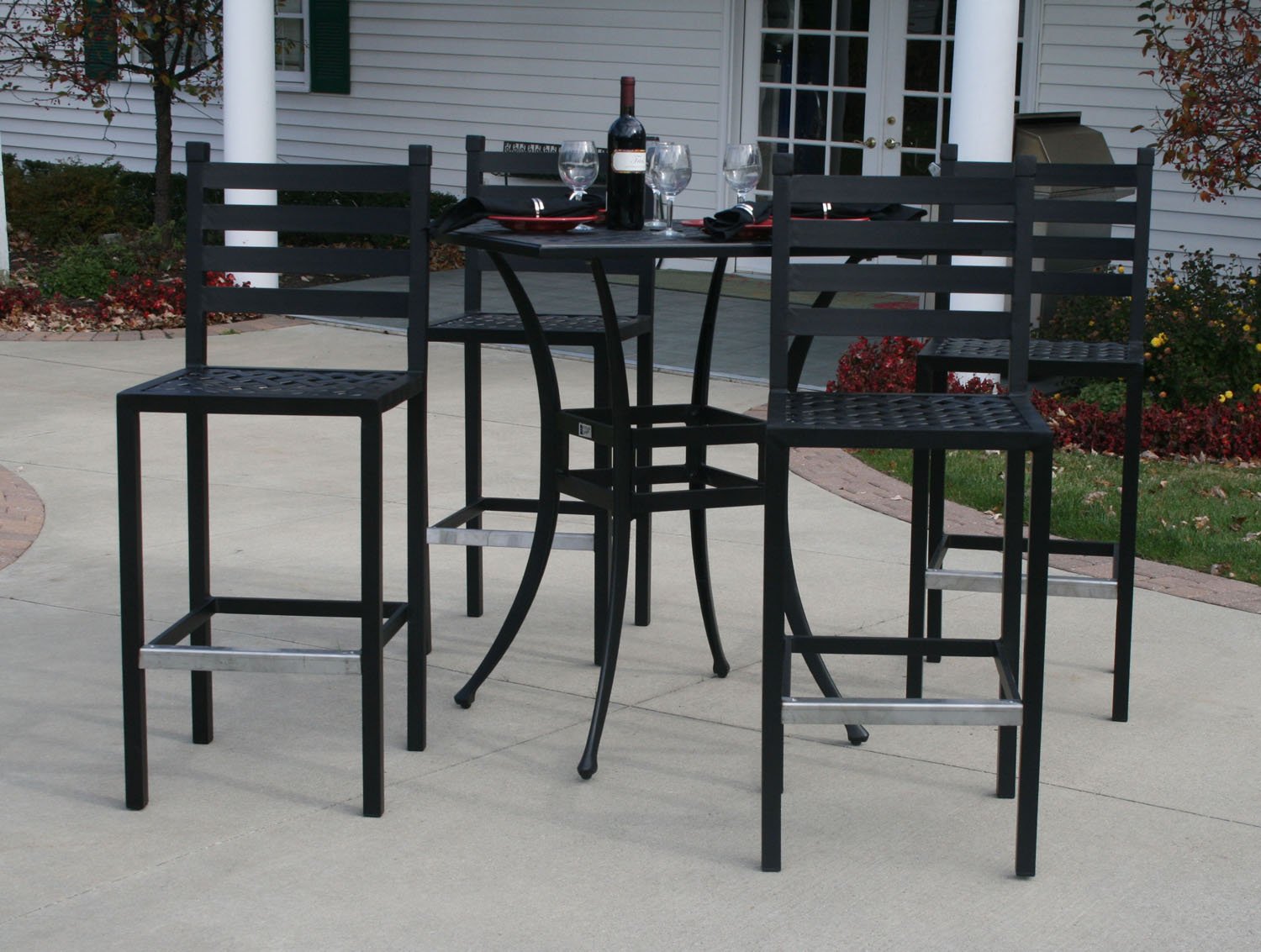 ansley luxury 4-person all welded cast aluminum patio furniture bar