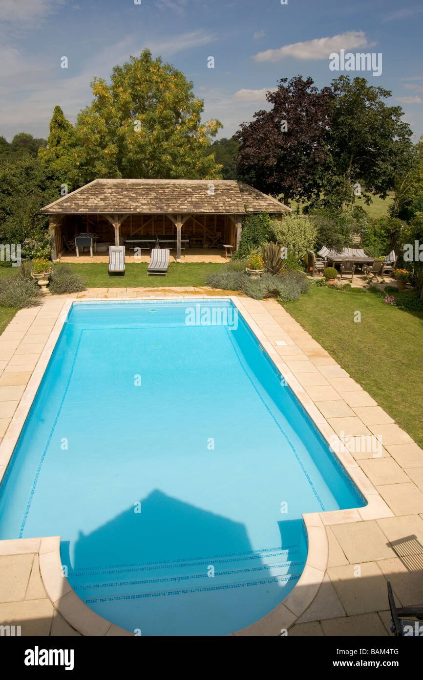 uk. a private garden swimming pool stock photo: 23799792 - alamy