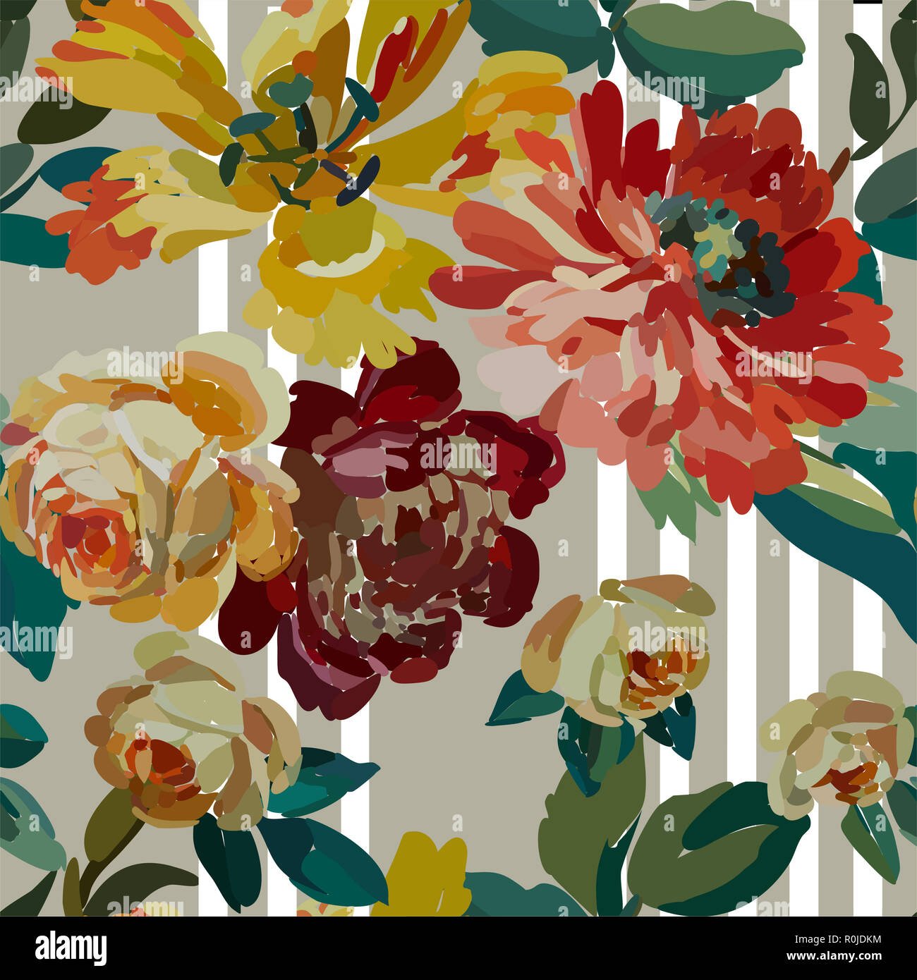 vintage floral seamless background pattern. blooming garden flowers