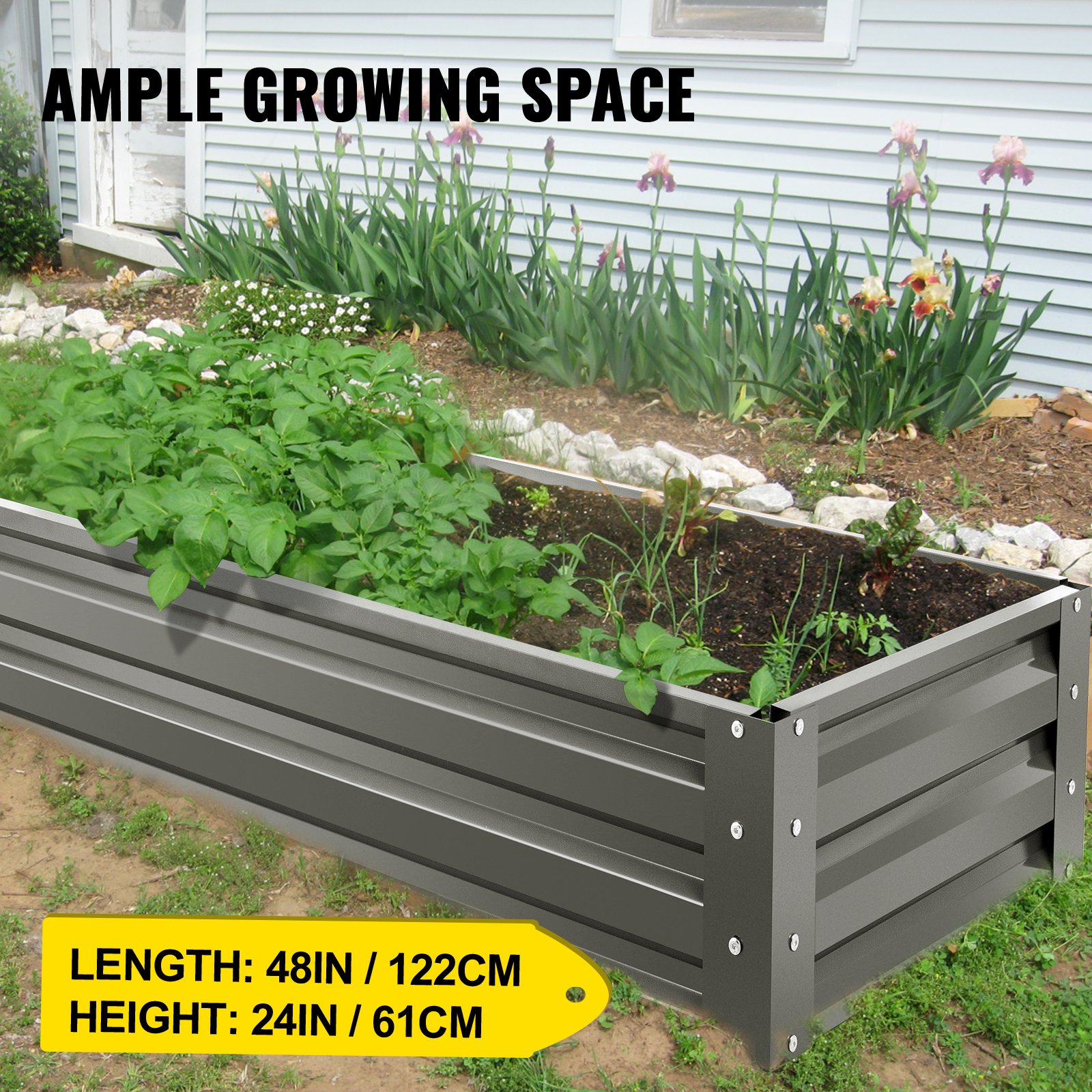 vevor galvanized raised garden bed metal planter box grow vegetable
