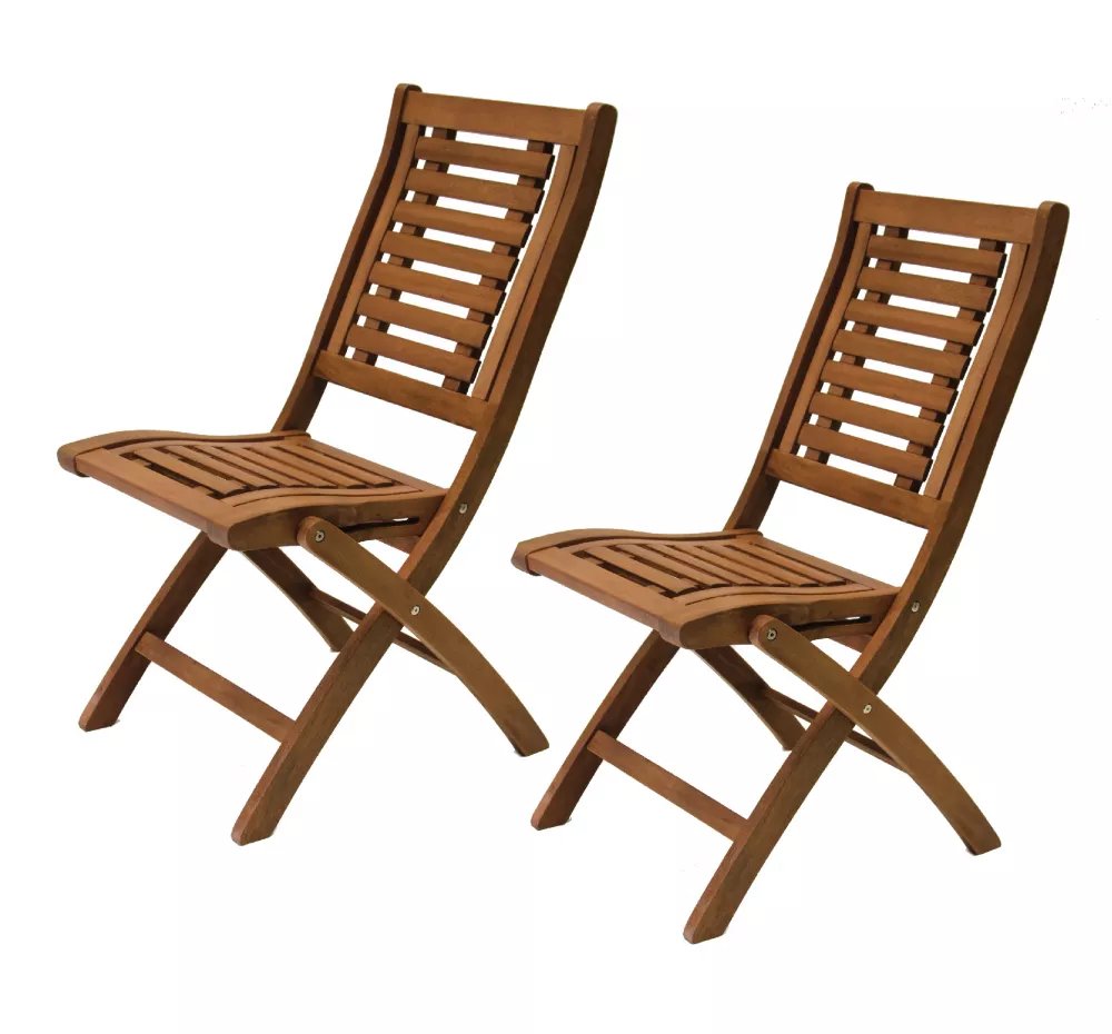 outdoor interiors eucalyptus folding side chair, 2 pack | the home