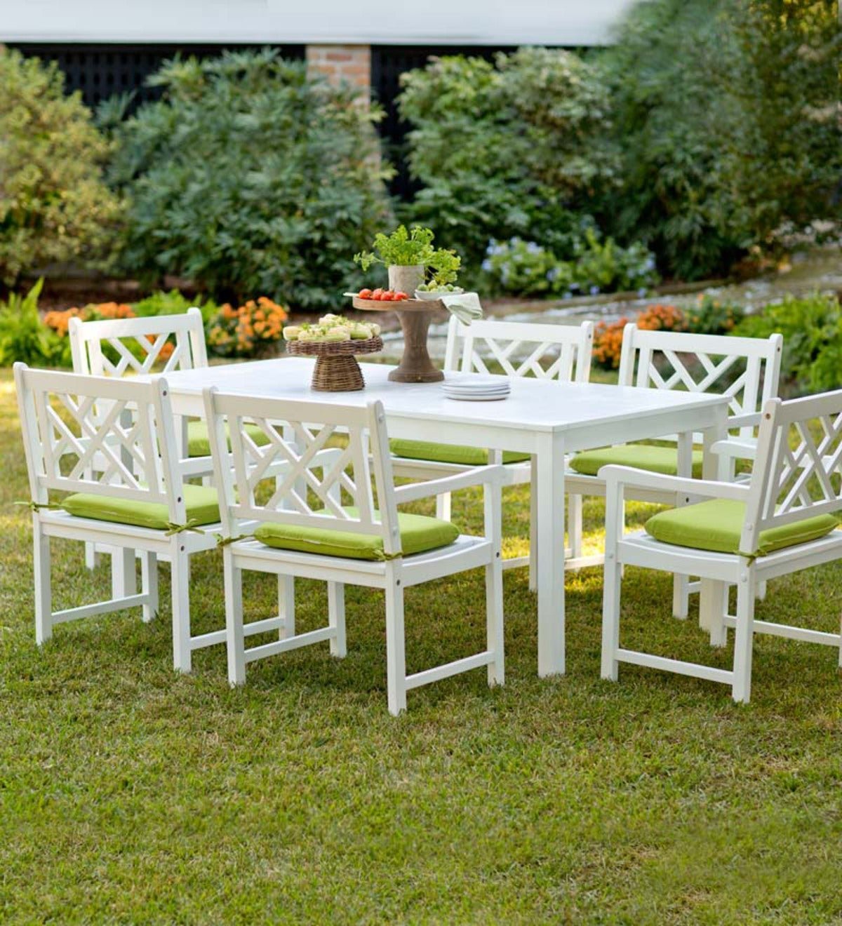 chippendale eucalyptus outdoor dining table and six chairs - black