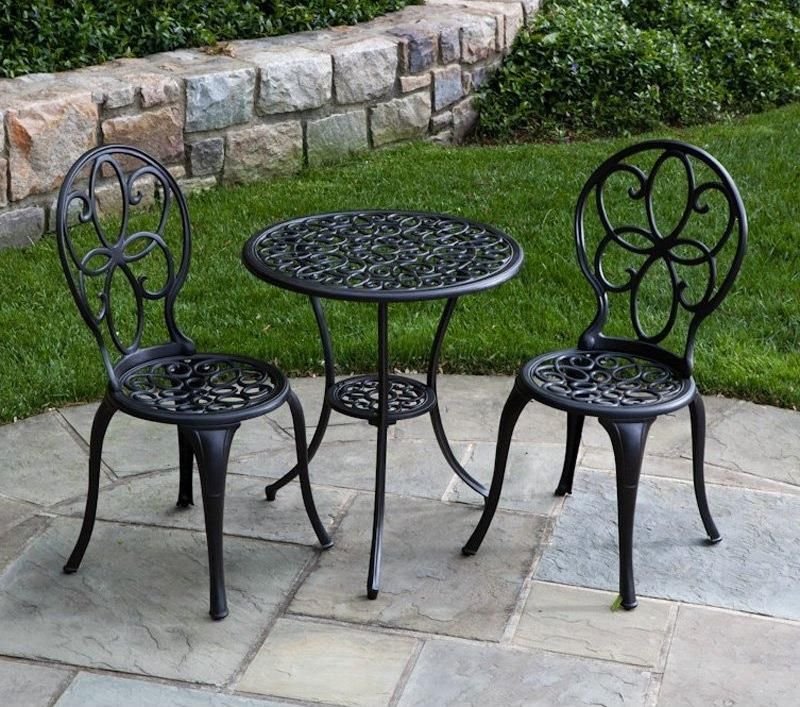 outdoor black classic stained steel bistro set cheap patio sets with