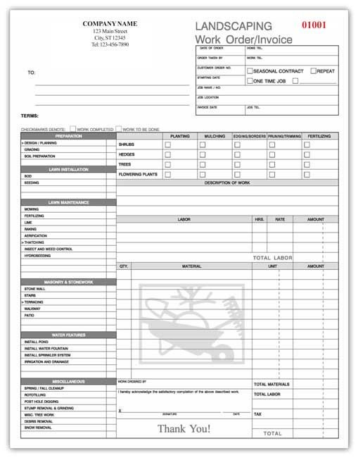 Landscaping Work Order Form [794] (With images) | Invoice ...