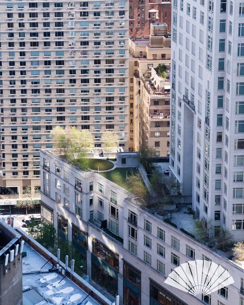 a rooftop garden steps away from central park, as viewed