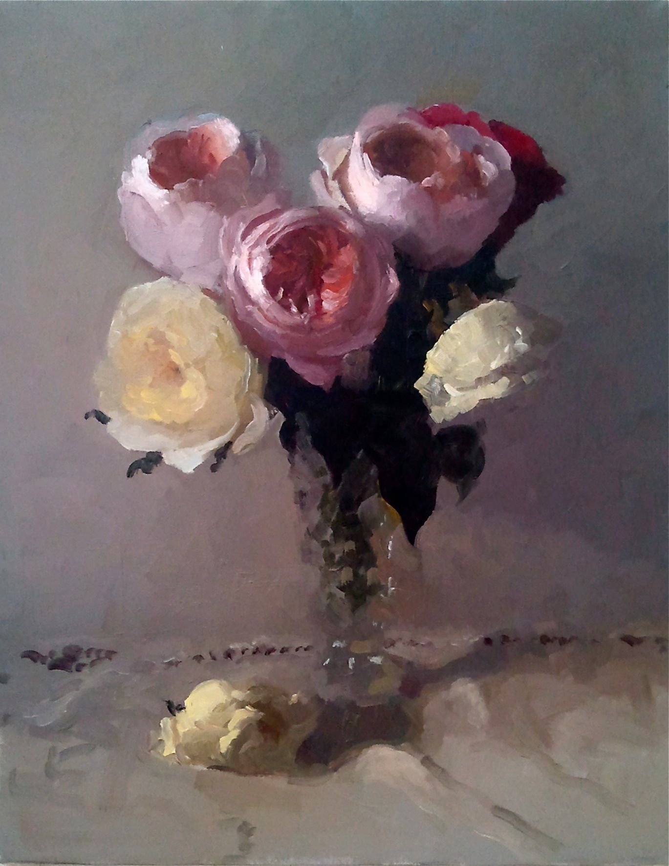 dennis perrin roses in glass vase | n-102) collections of