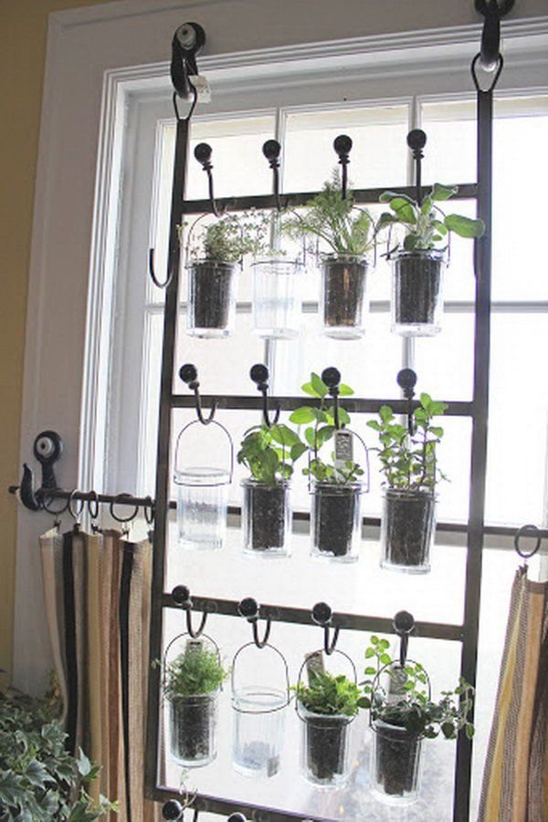 Indoor garden from hooks and rods. http://hative.com/cool ...