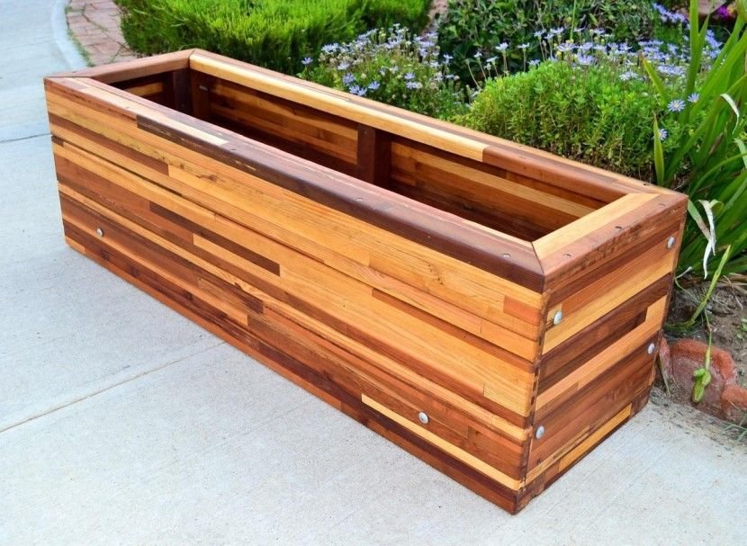 exterior: exciting design for large outdoor planter boxes large wood