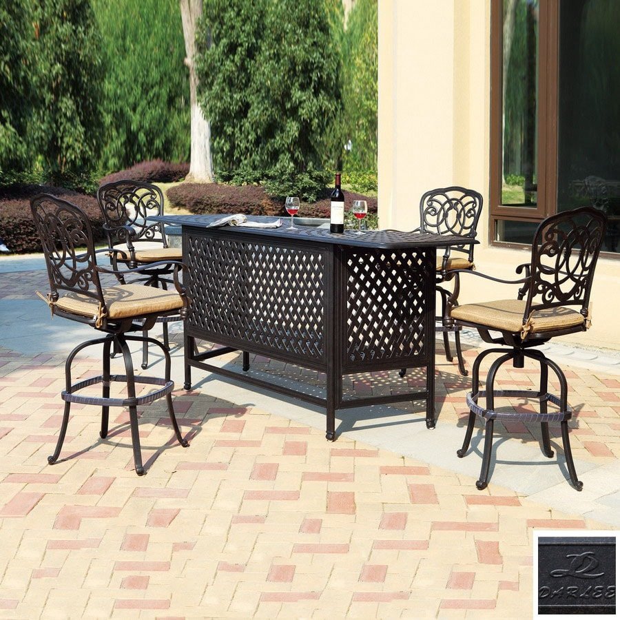 darlee 5-piece florence cushioned cast aluminum patio bar-height set at