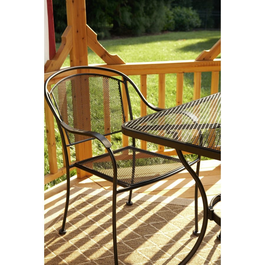 shop garden treasures davenport black mesh seat wrought iron stackable