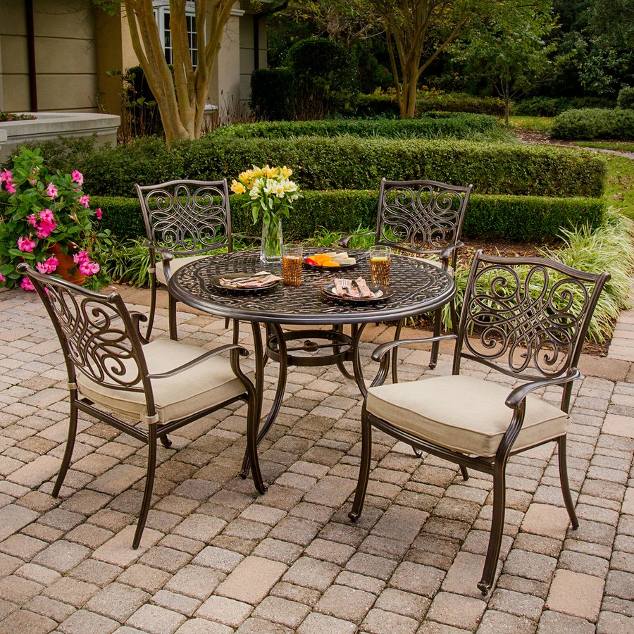 shop hanover outdoor furniture traditions 5-piece bronze metal frame