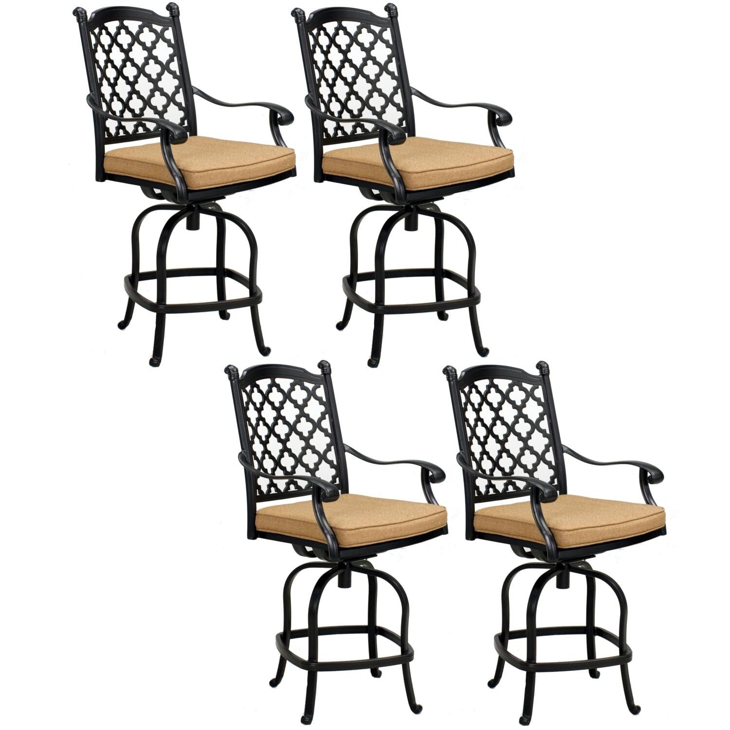 madison 4 piece cast aluminum patio counter height swivel bar stool set