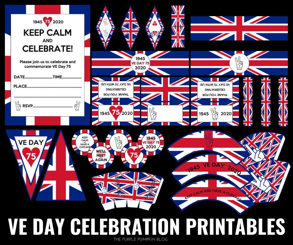 Free Printable VE Day Decorations - Stay Home Party! | May ...