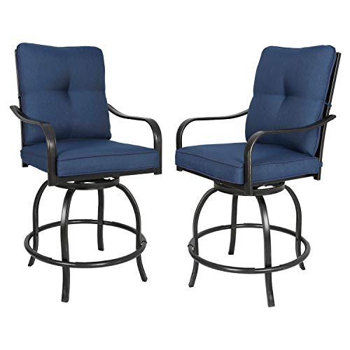 ulax furniture outdoor 2-piece counter height swivel bar stools high