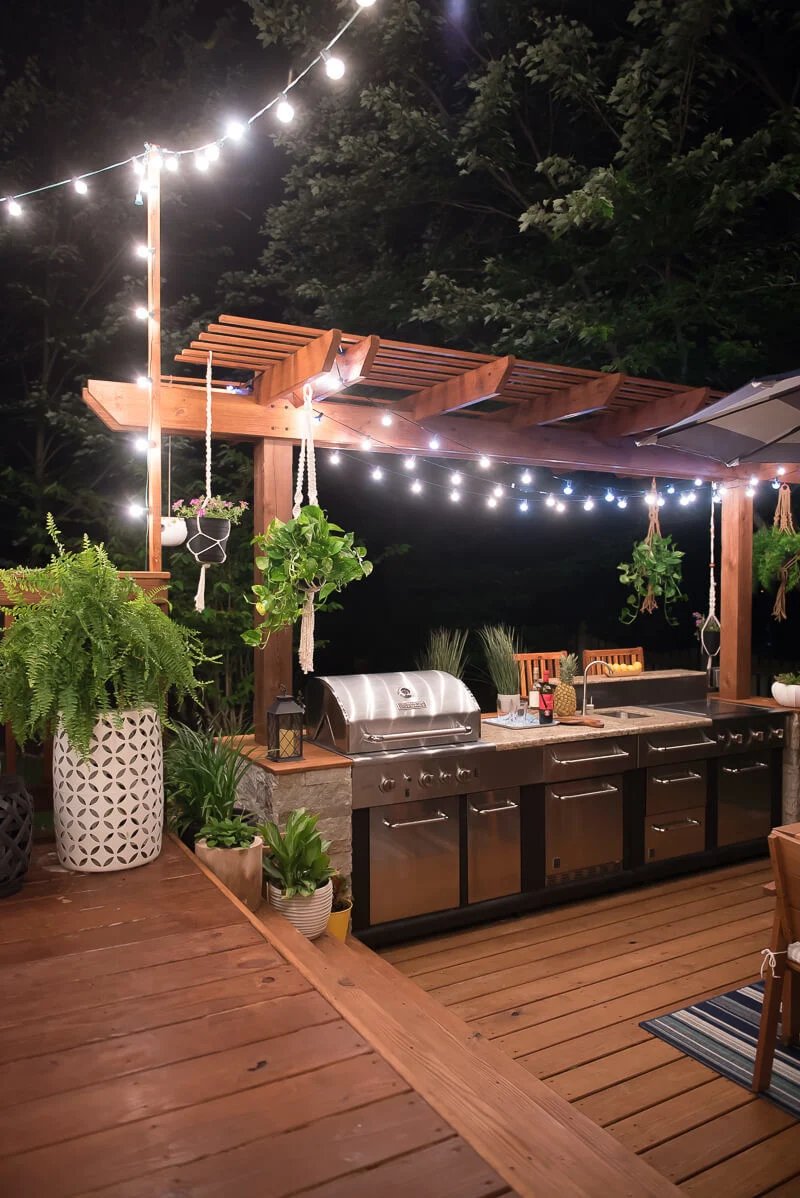 40 outdoor kitchen pergola ideas for covered backyard designs