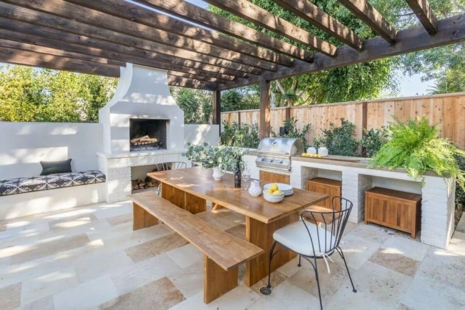 40 outdoor kitchen pergola ideas for covered backyard designs