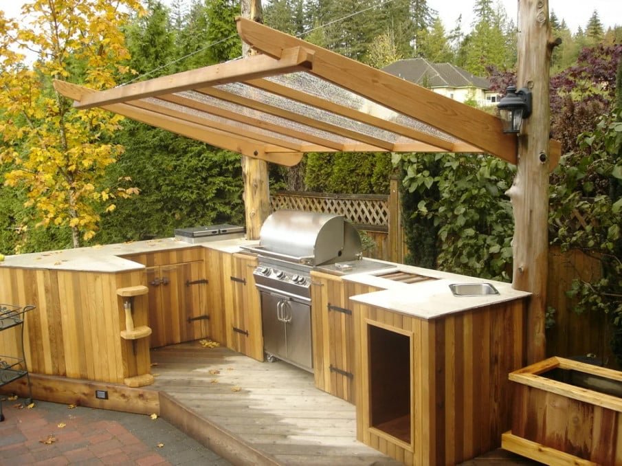 40 outdoor kitchen pergola ideas for covered backyard designs