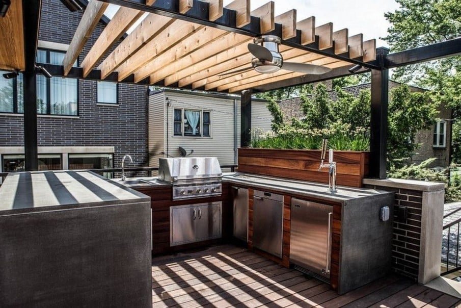 40 outdoor kitchen pergola ideas for covered backyard designs