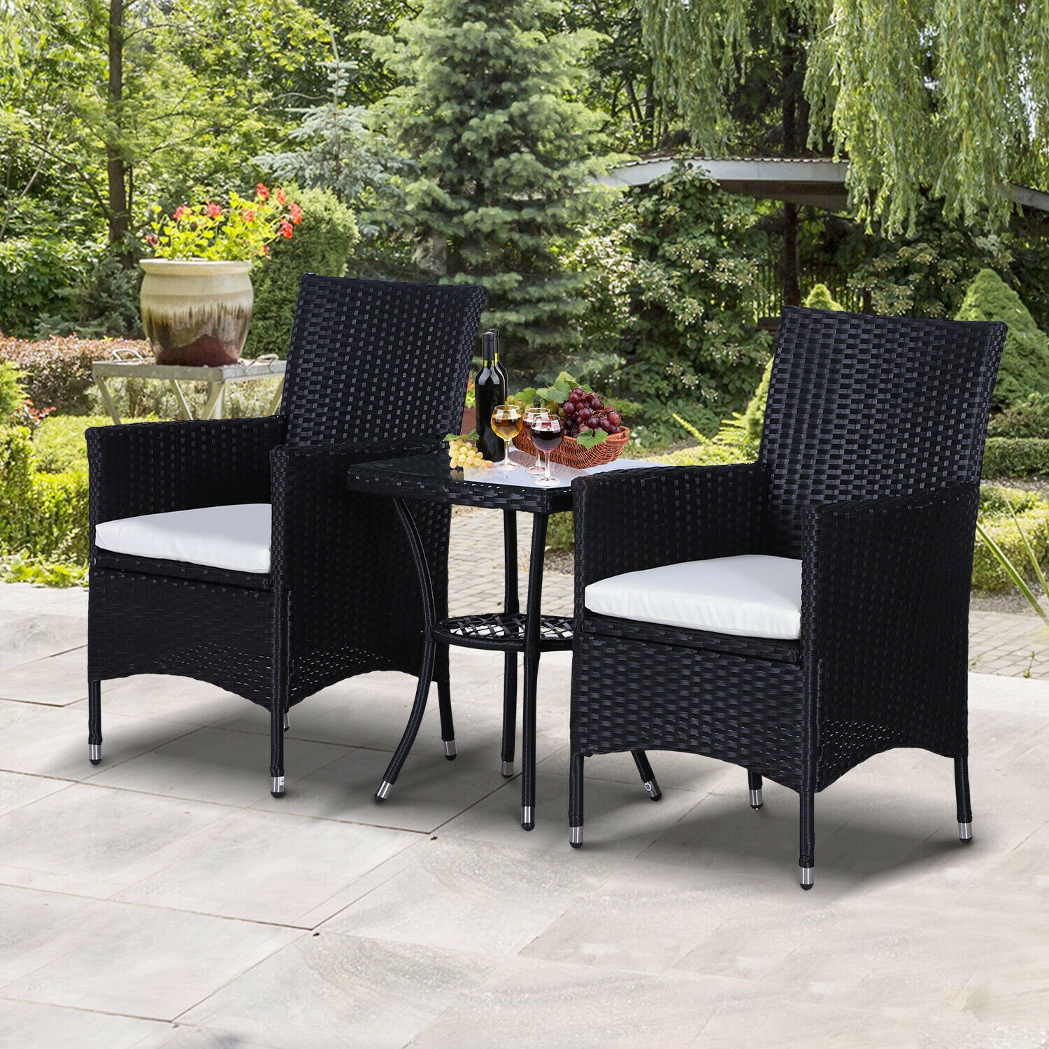 rattan furniture bistro set garden table chair patio outdoor