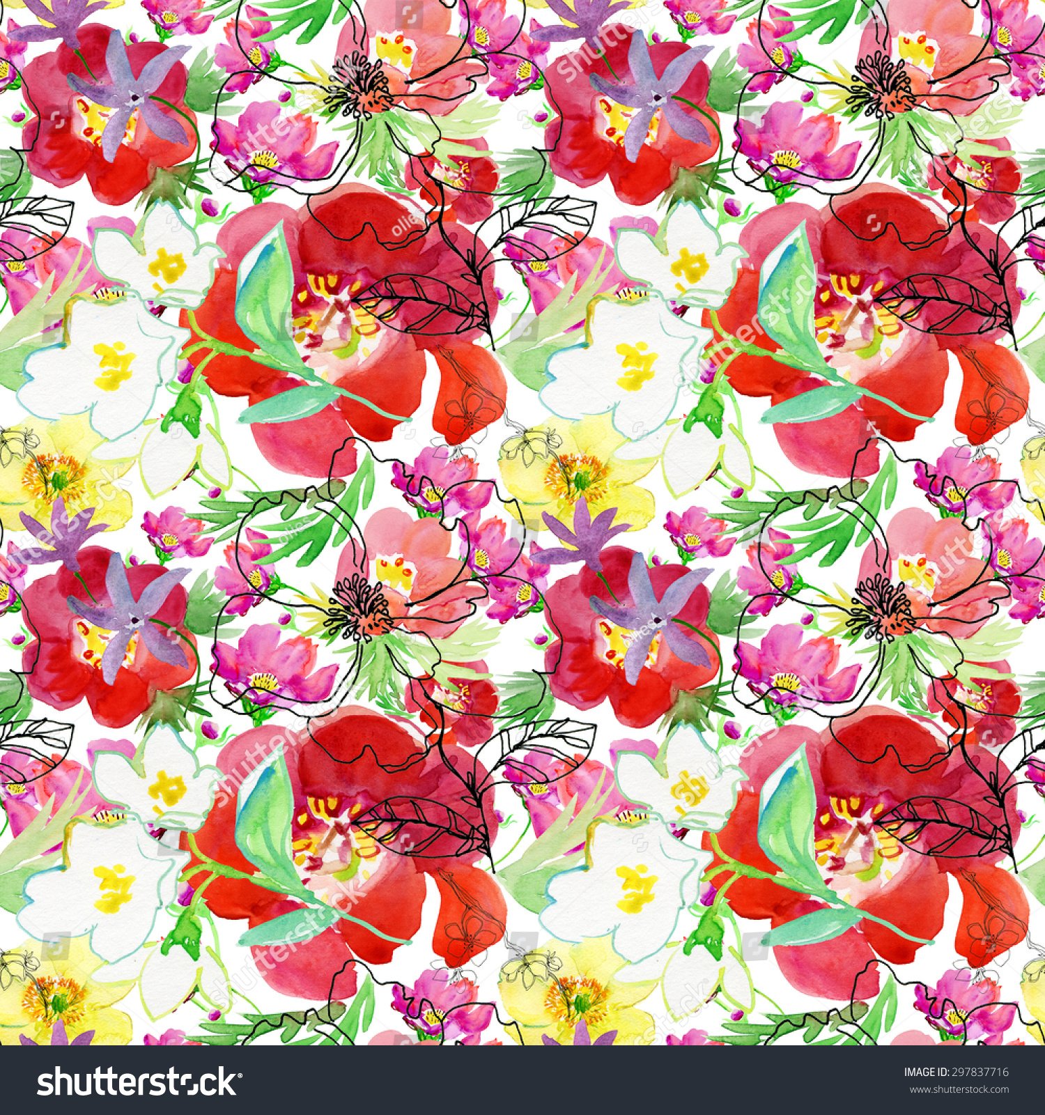 seamless vintage flower garden pattern background stock illustration